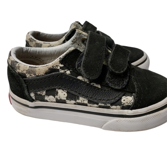 Vans Snoopy Peanuts Infants Size 5 Hook and Loop Closure Black White Check - Picture 11 of 11